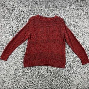 Maurices Sweater Womens Large Open Knit Red Long Sleeve Crew Neck
